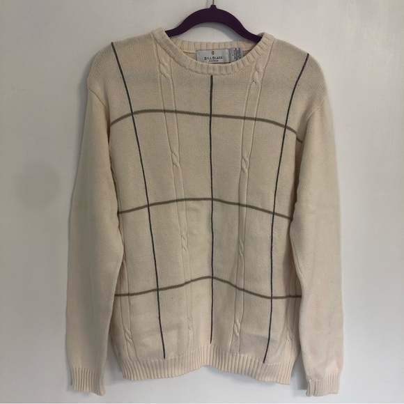 BILL BLASS Menswear Men’s Cream Crewneck Knit Pullover Sweater Size L - Picture 1 of 11